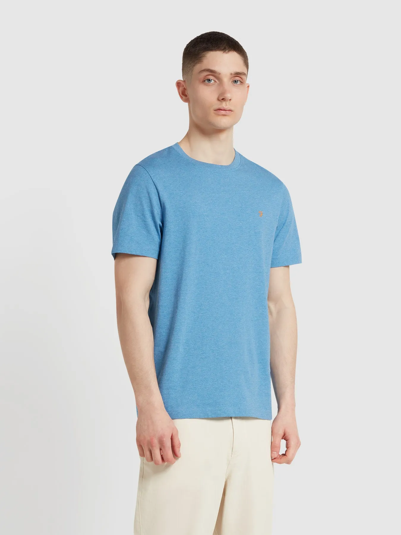 Danny Regular Fit Organic Cotton T-Shirt In Arctic Blue Marl