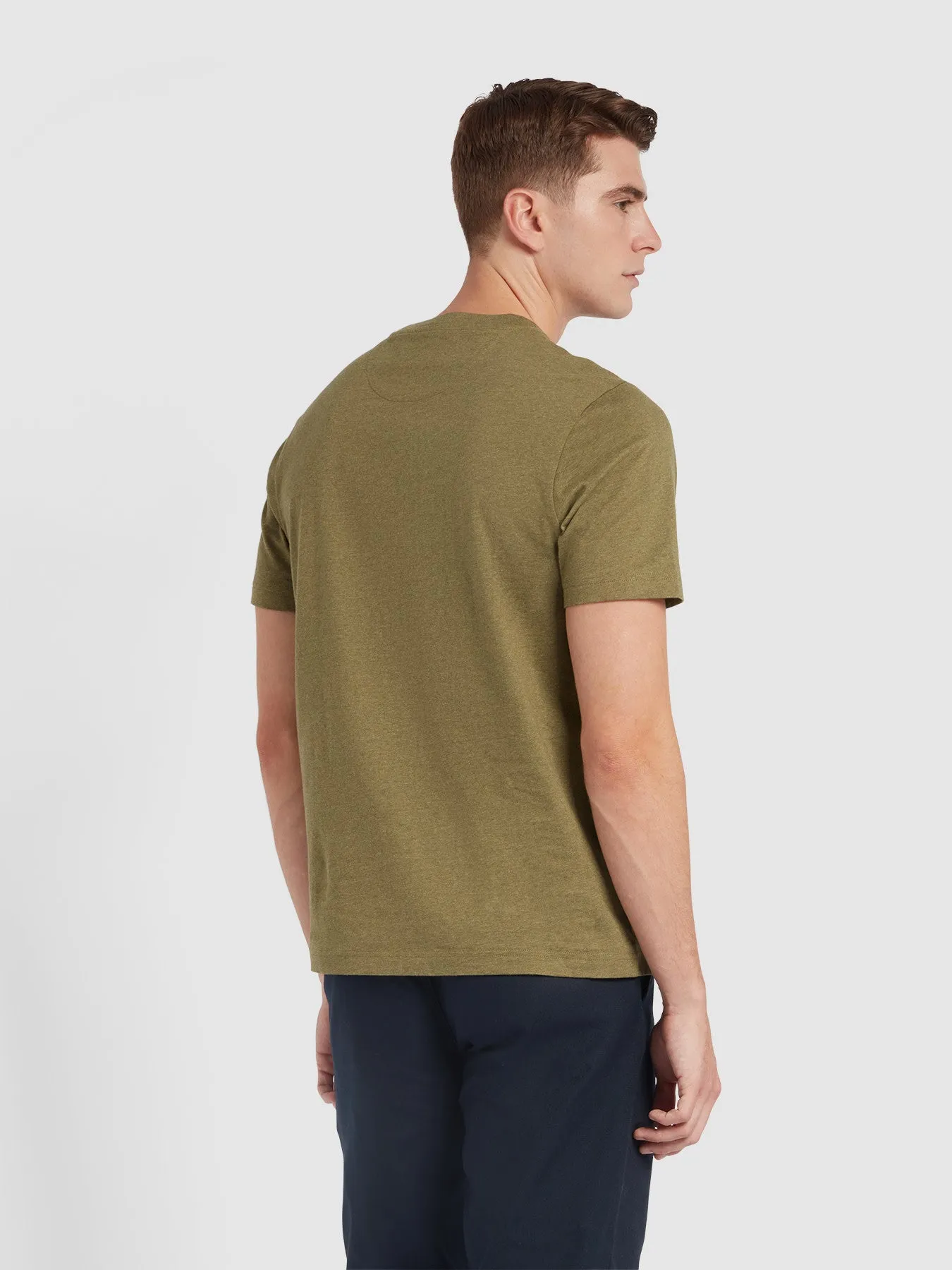 Danny Regular Fit Organic Cotton T-Shirt In Farah Khaki Marl