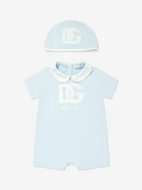 Dolce & Gabbana Baby Boys Logomania Romper Set in Blue