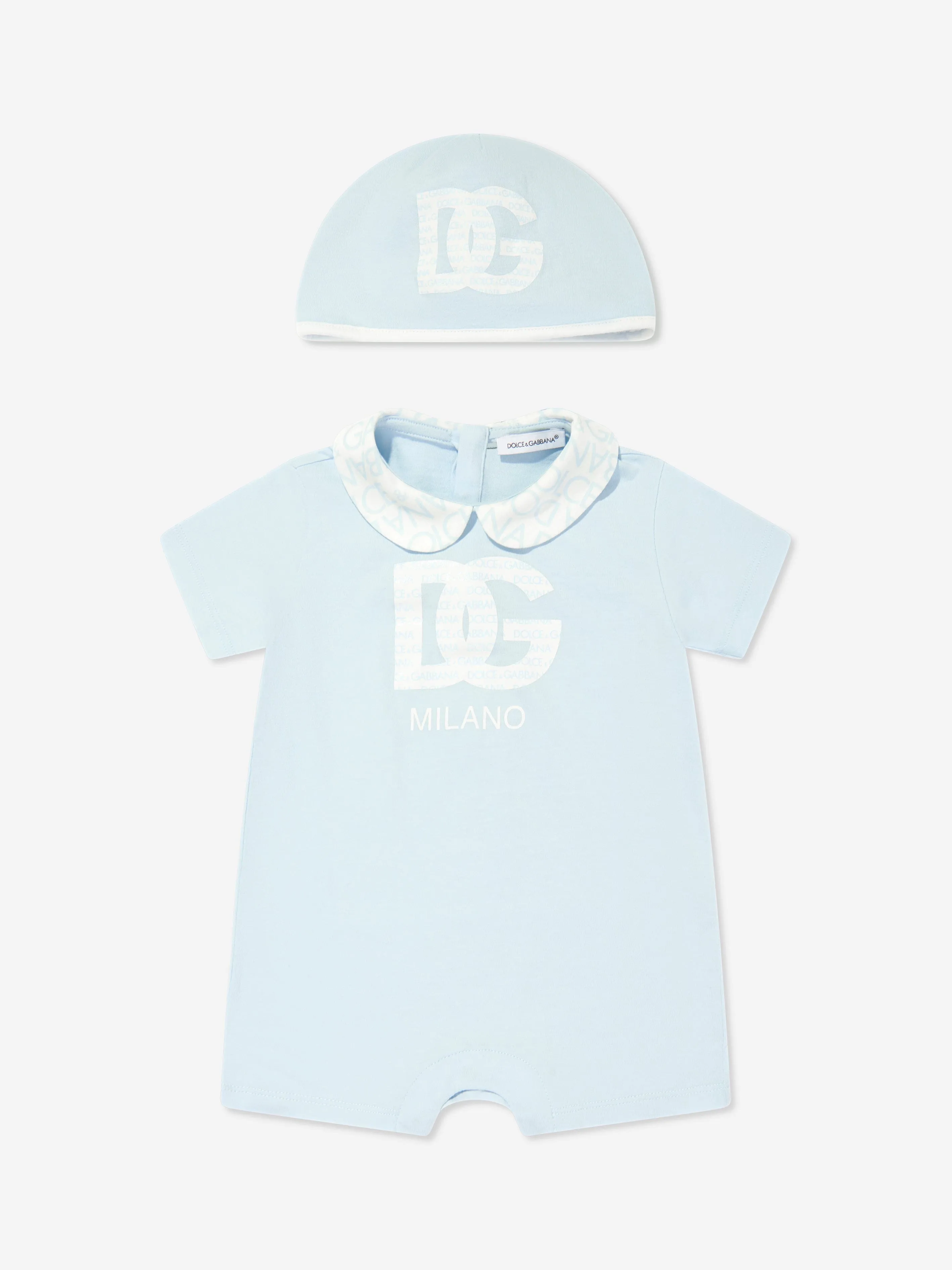 Dolce & Gabbana Baby Boys Logomania Romper Set in Blue