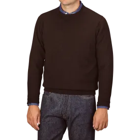 Ebony Brown Crew-Neck Lambswool Sweater