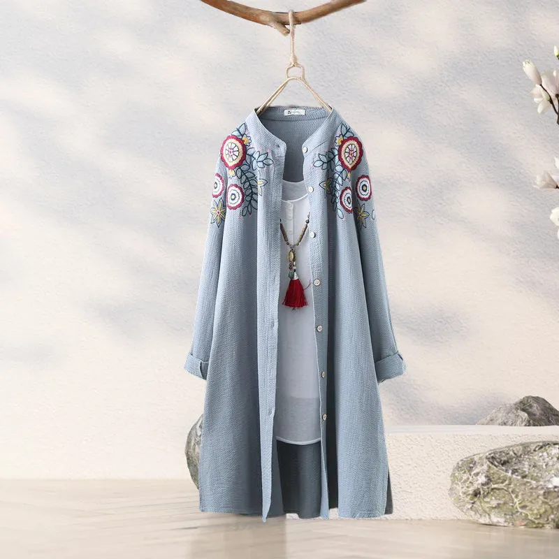 Elegant mid-length embroidered sweater