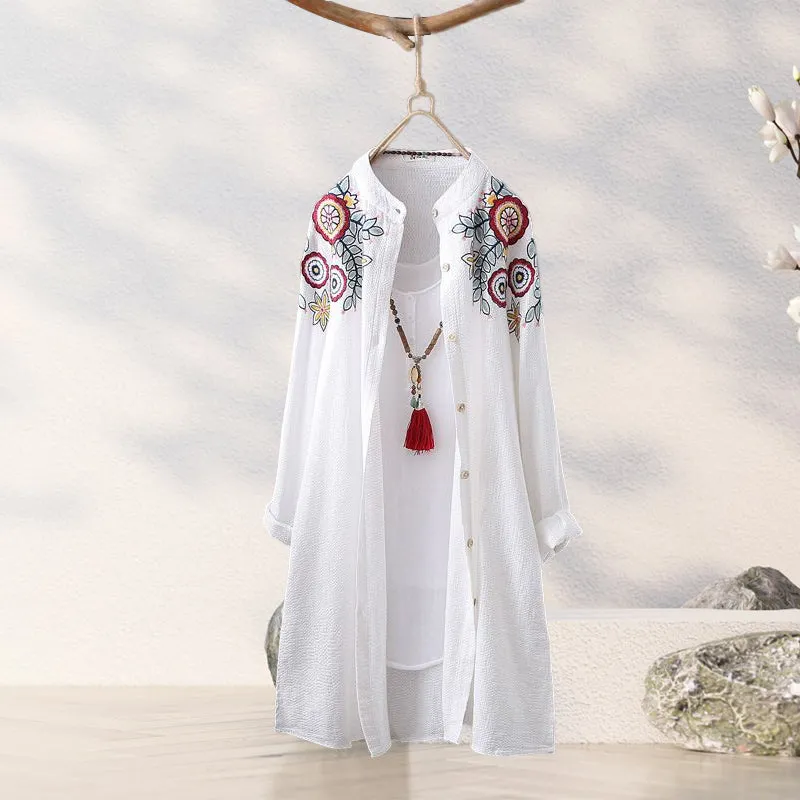 Elegant mid-length embroidered sweater