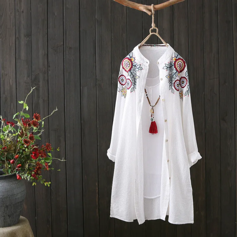 Elegant mid-length embroidered sweater