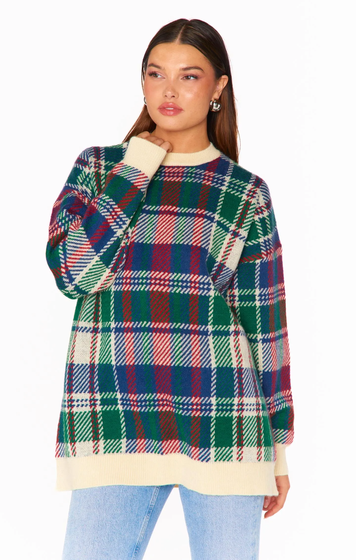 Ember Tunic Sweater ~ Holiday Plaid Knit