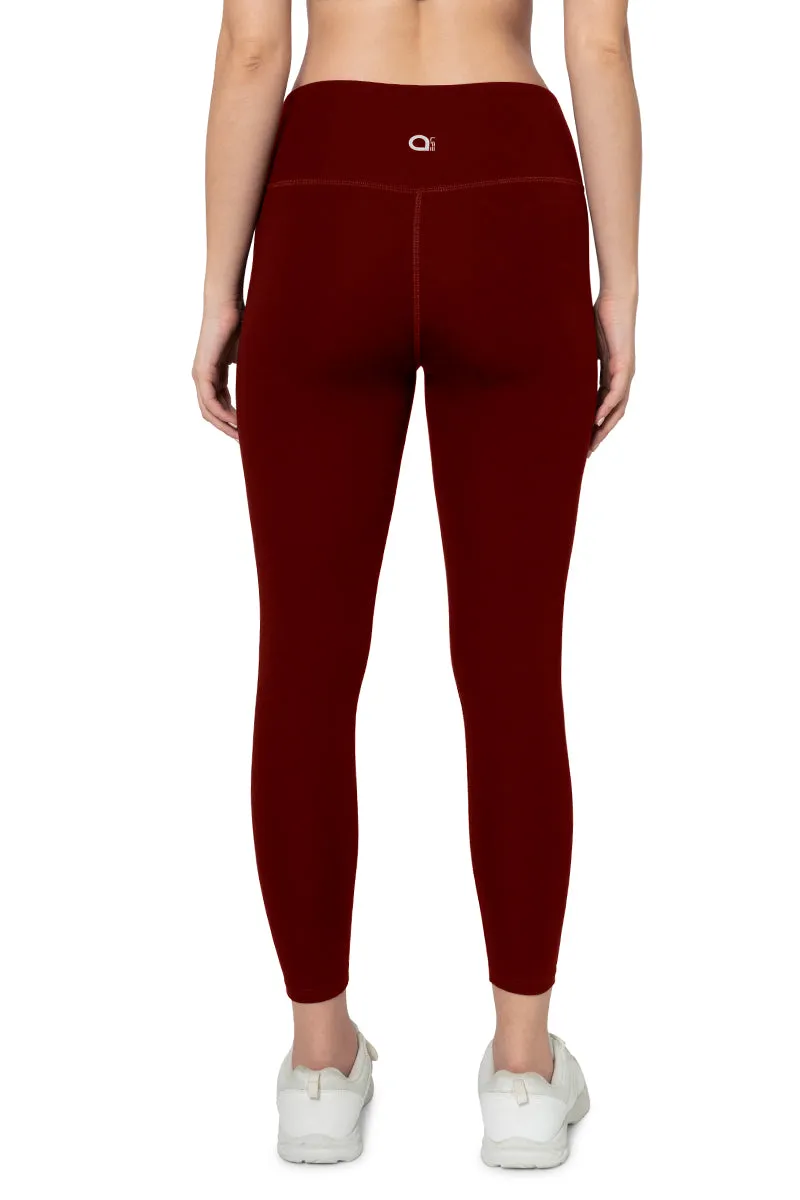 Energize High Rise Active Leggings - Burgundy