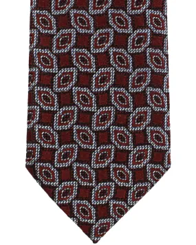 Ermenegildo Zegna Tie Maroon Silver Geometric Narrow Cut FINAL SALE