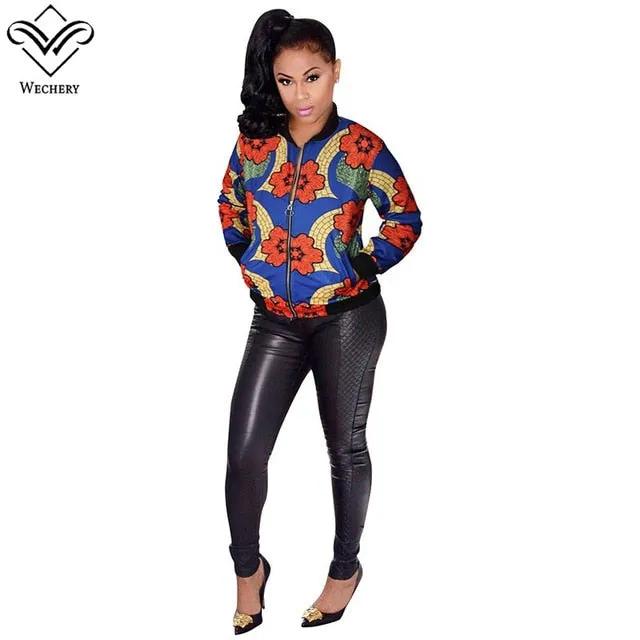 Fashion Hip Hop Style Women ankara Zipper Coat