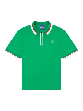 Flag Half-Zip Polo Shirt- Green