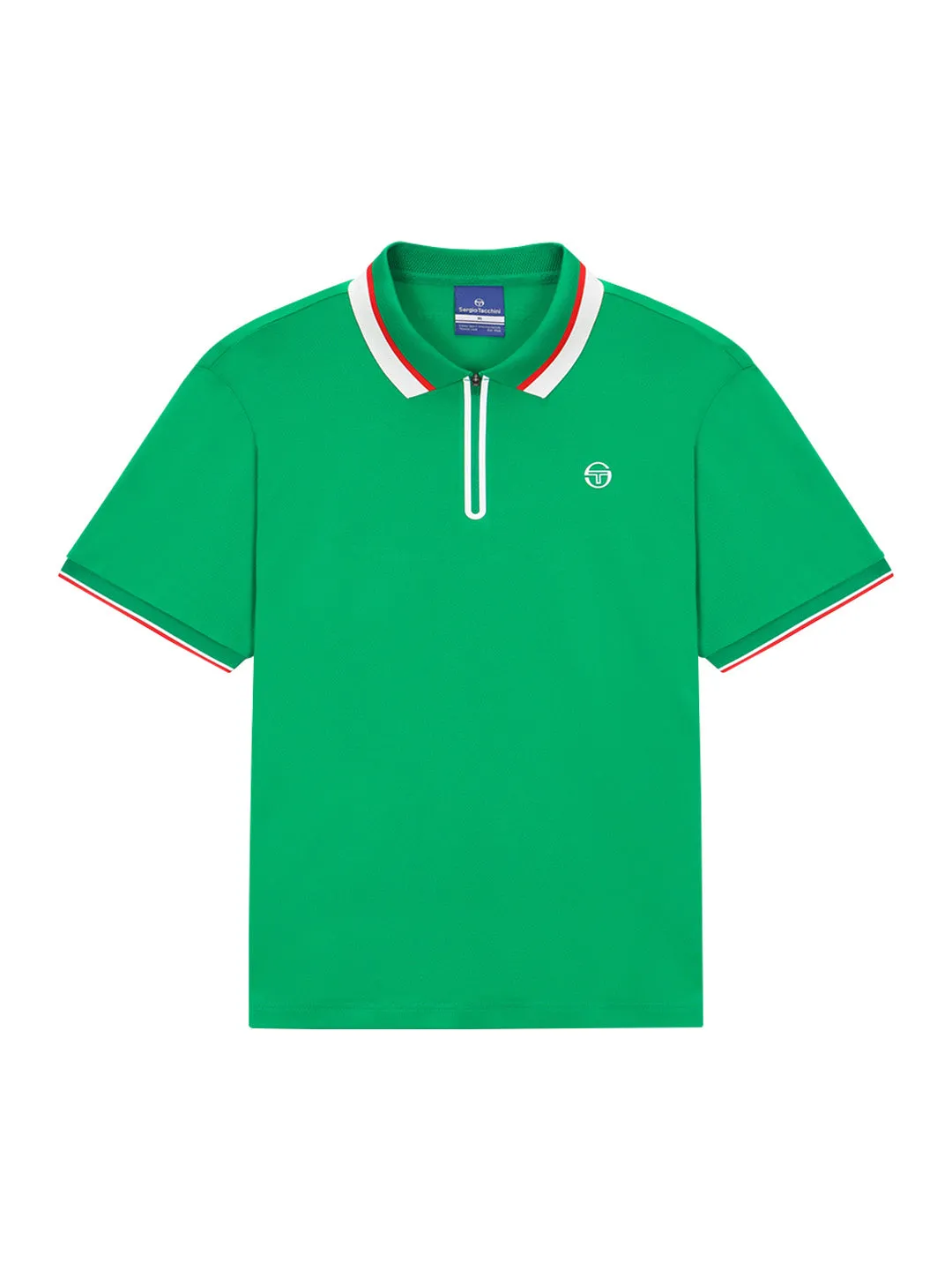 Flag Half-Zip Polo Shirt- Green