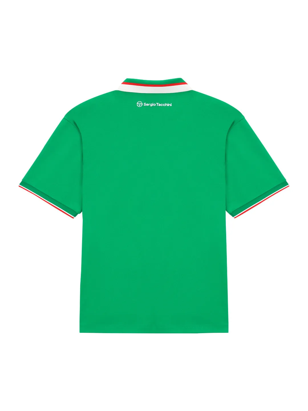 Flag Half-Zip Polo Shirt- Green