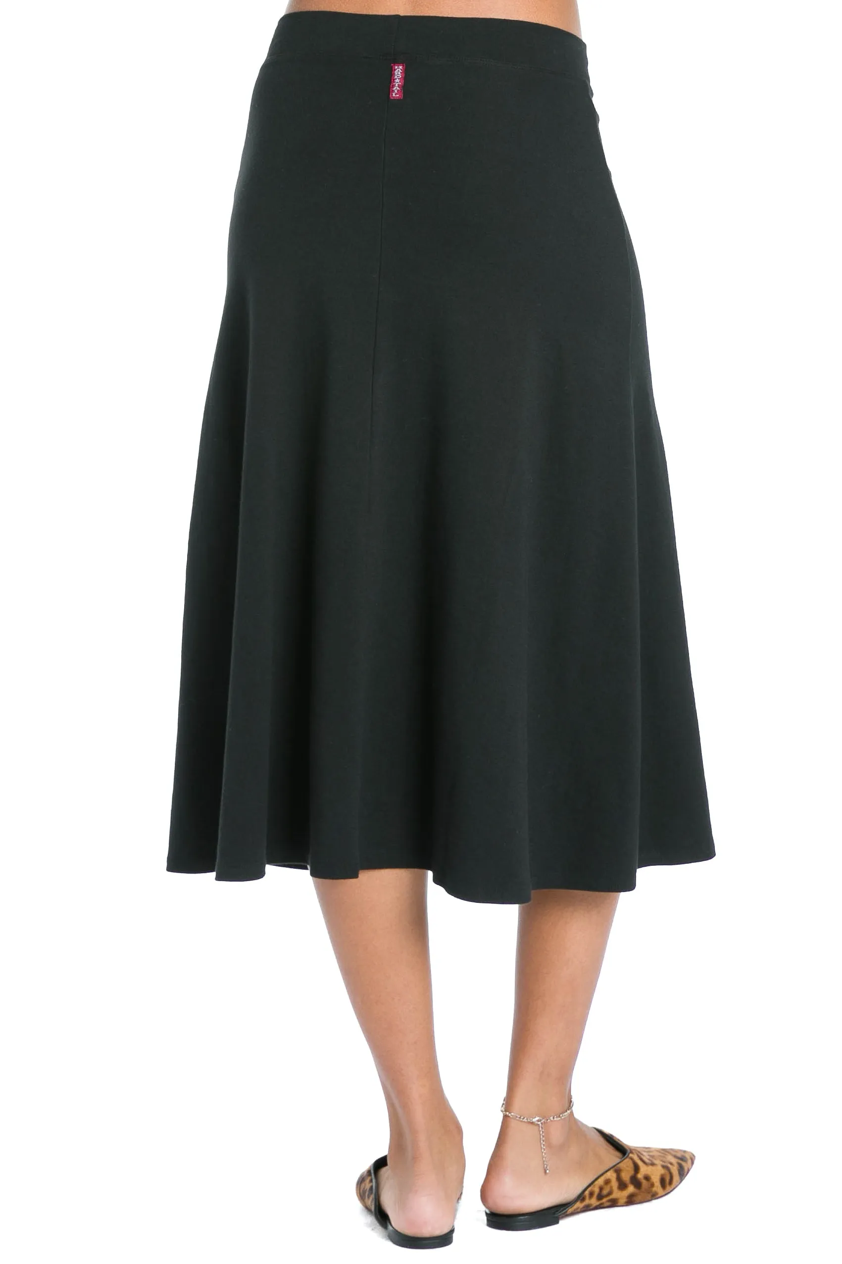 Flat Waist Midi Skirt