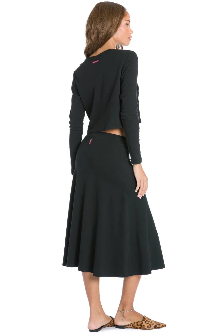 Flat Waist Midi Skirt