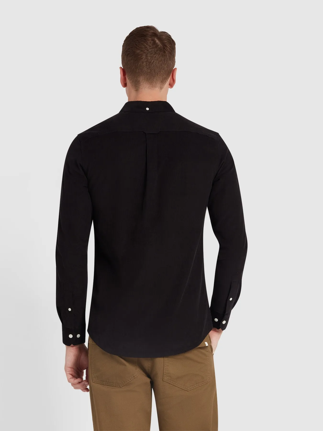 Fontella Slim Fit Corduroy Shirt In Black