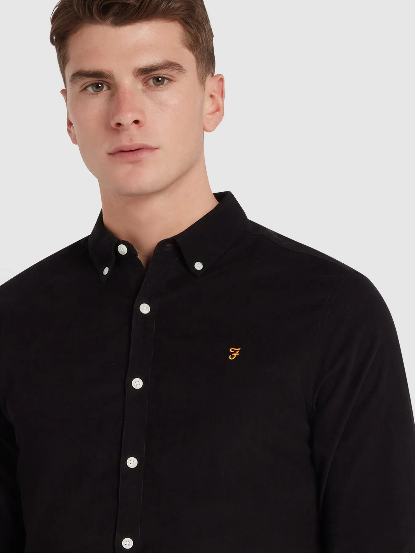 Fontella Slim Fit Corduroy Shirt In Black