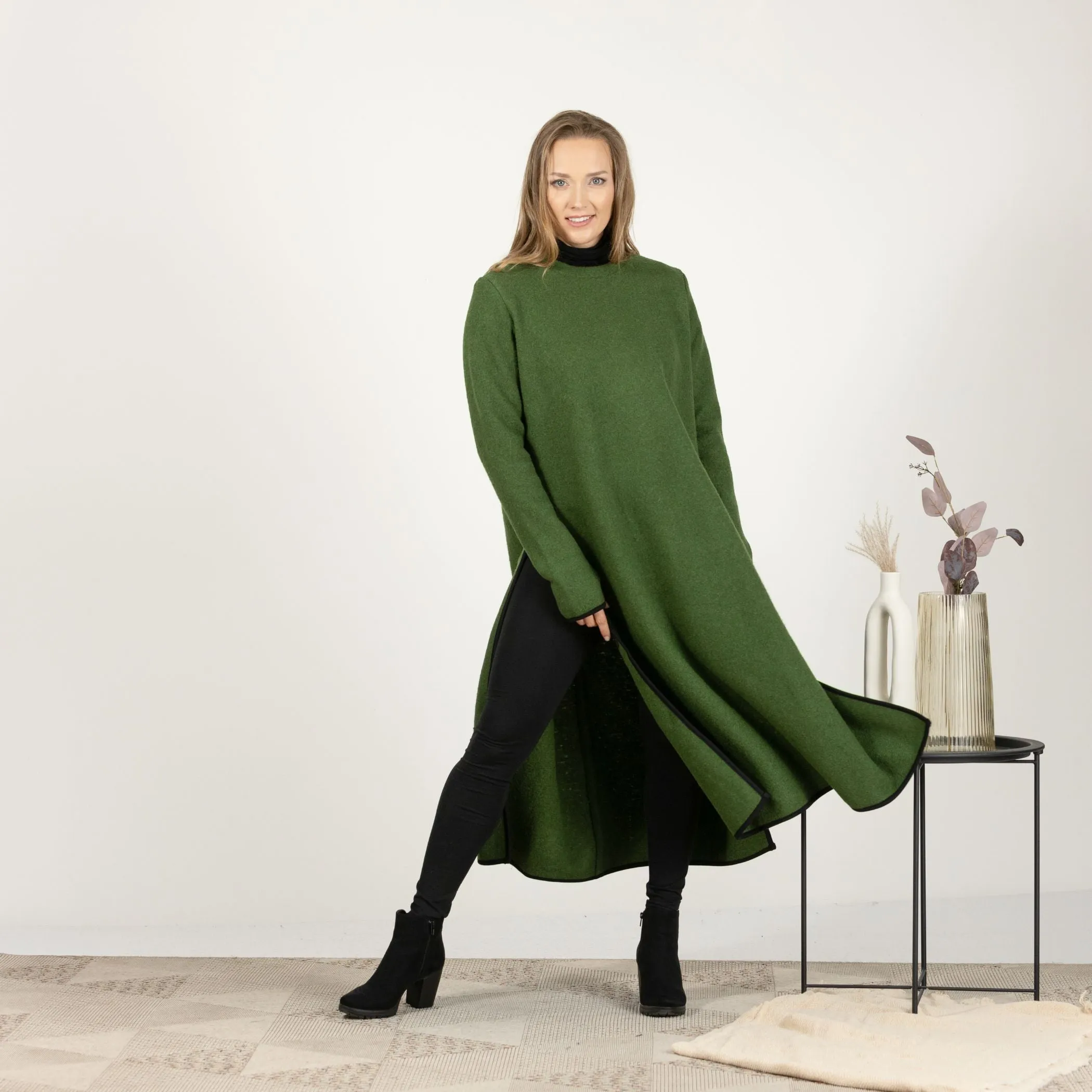 Forest Green Wool Winter Sweater Dress