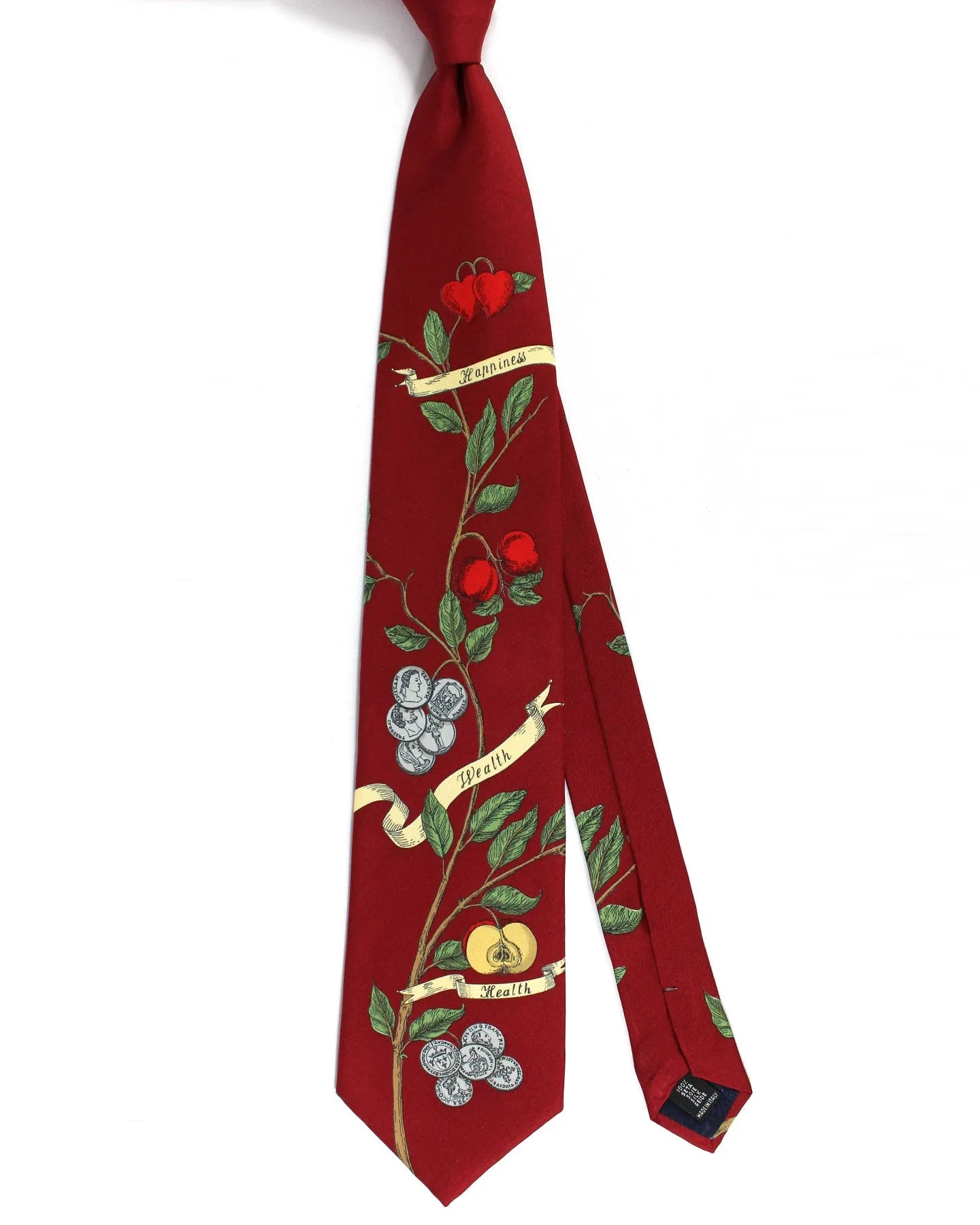 Fornasetti Necktie Maroon Le Gioi Della Vita - Wide Necktie