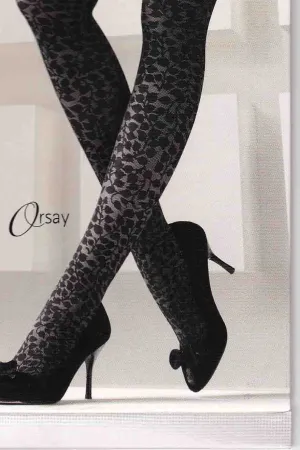 Franzoni Orsay Two Tone Floral Opaque Tights