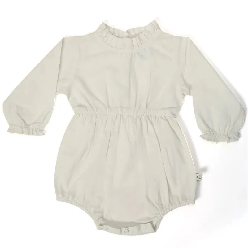 Full Sleeves Frill Romper - White