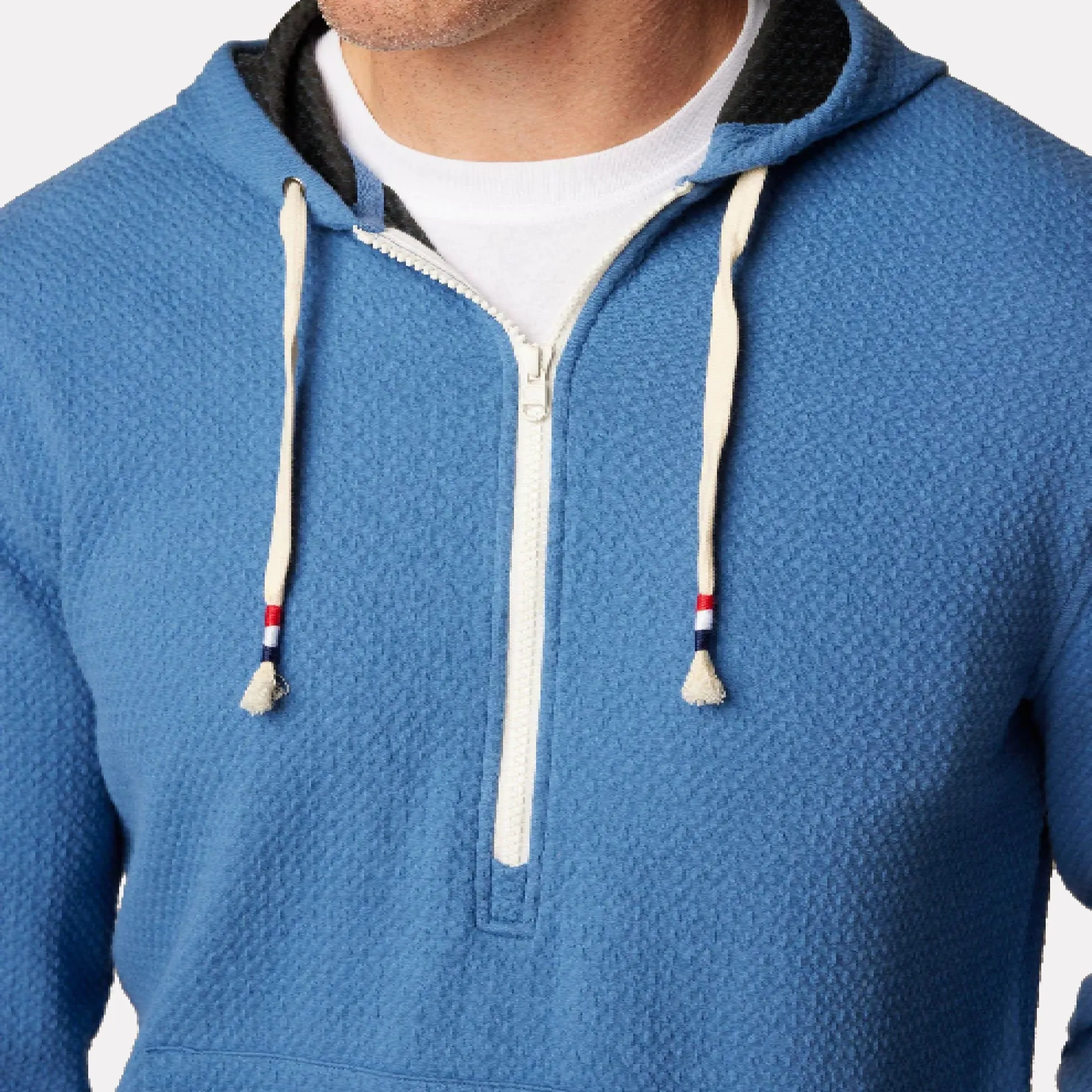 Georgie Quarter Zip Popover Hoodie Sweatshirt / Laguna Blue