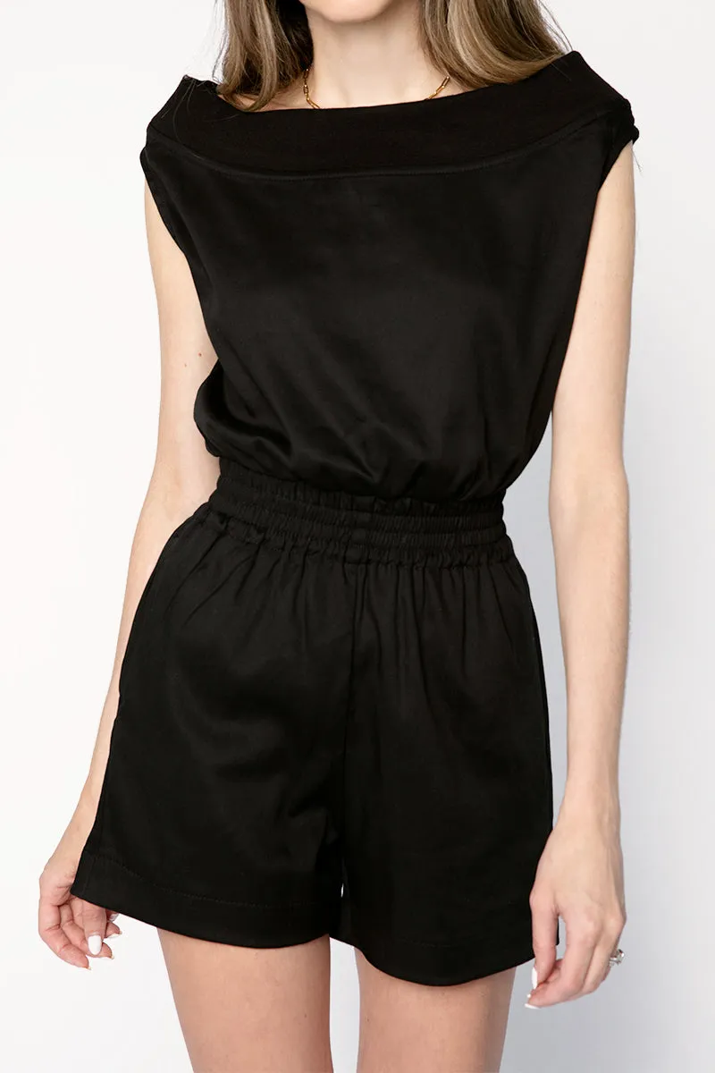 Ginnie Sleeveless Romper in Black