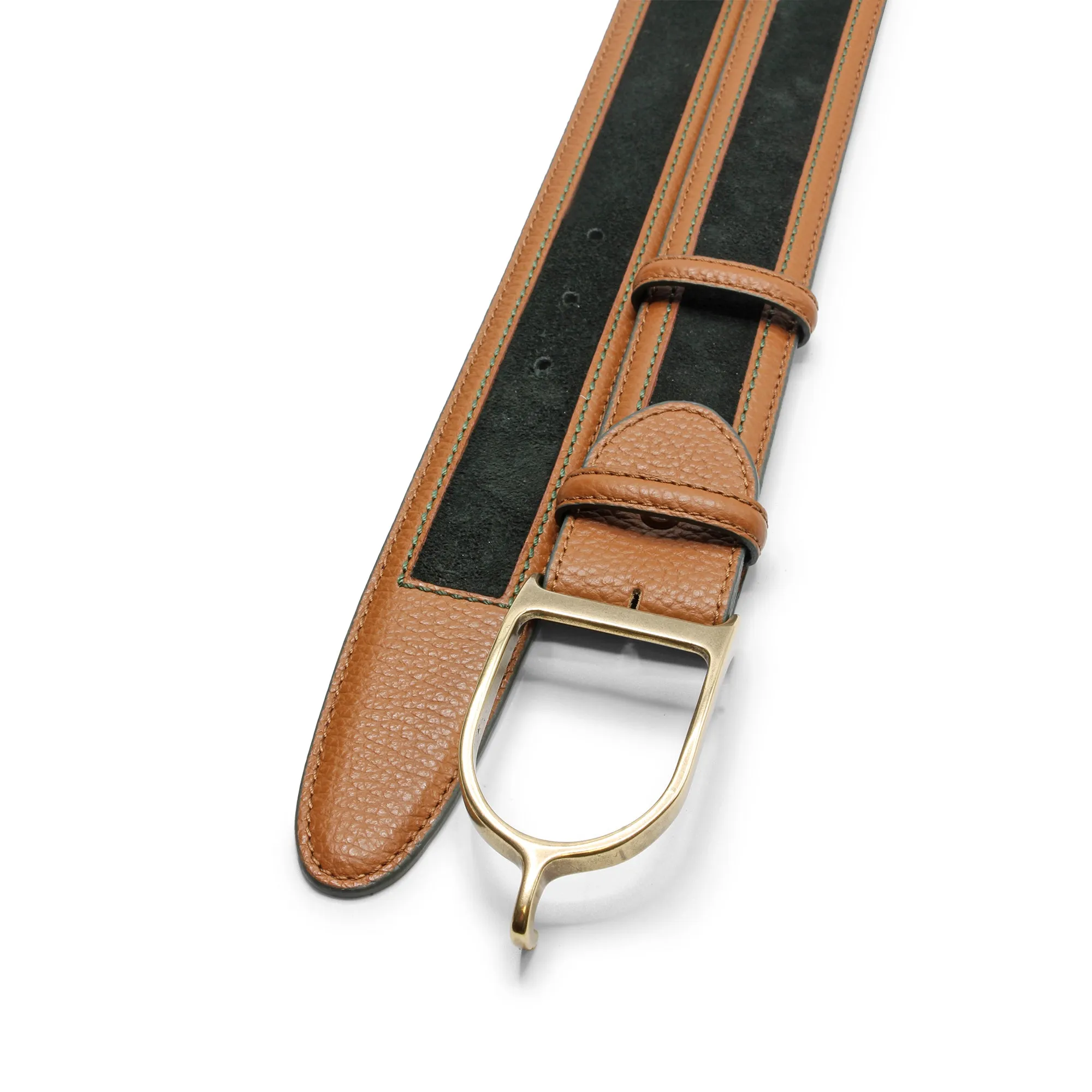 Green/Tan Mix Coltrane Bridle Buckle Belt