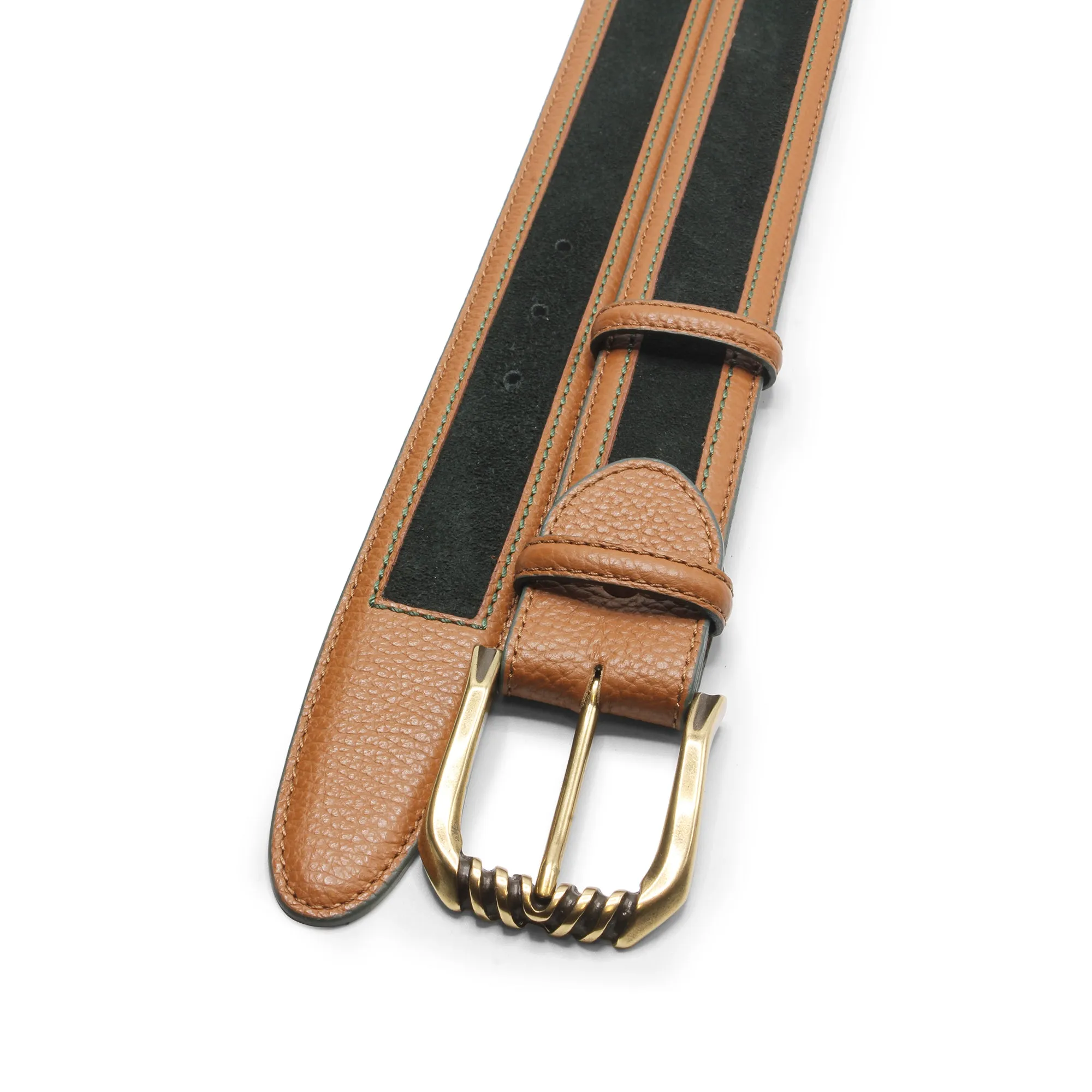 Green/Tan Mix Coltrane Ridged Prong Belt