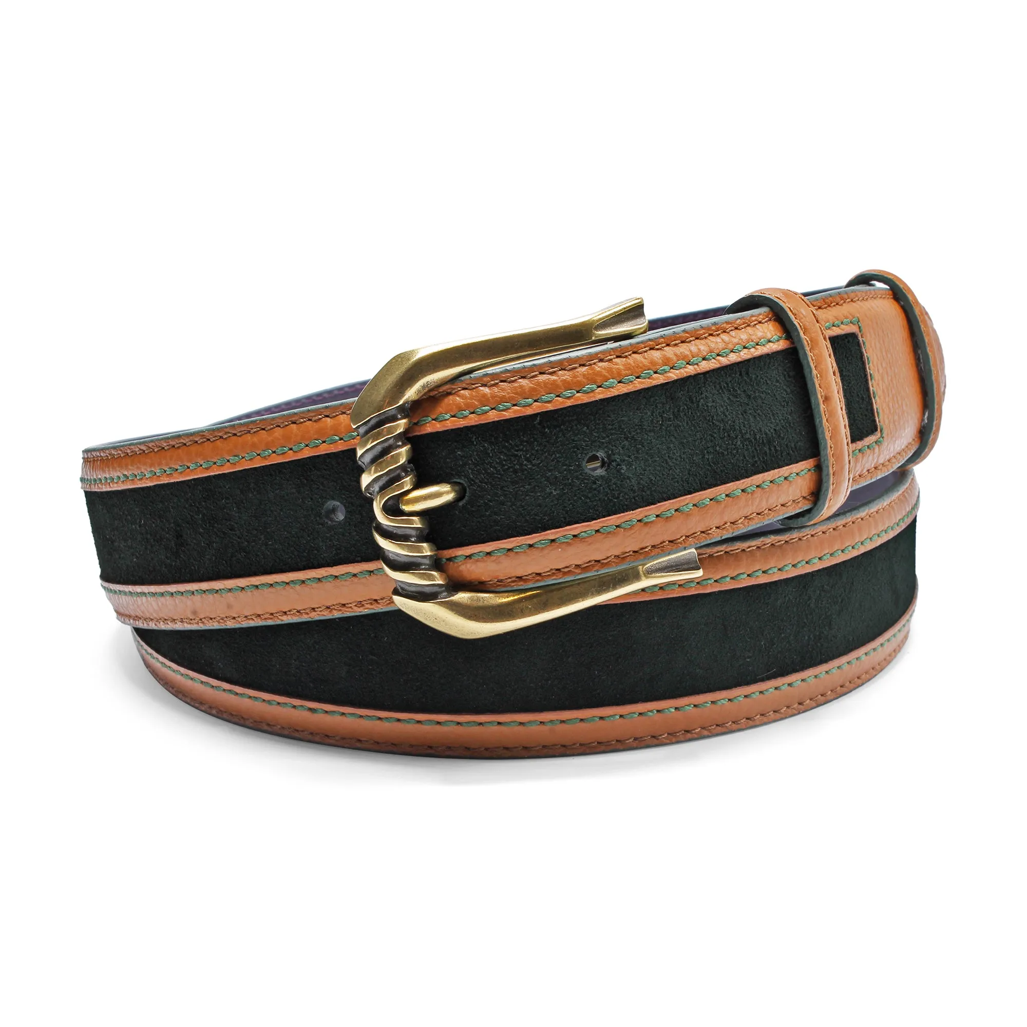 Green/Tan Mix Coltrane Ridged Prong Belt