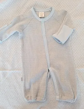 Grey, White, & Blue Button Romper