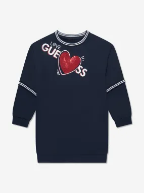 Guess Girls Logo Sweater Dress in Navy