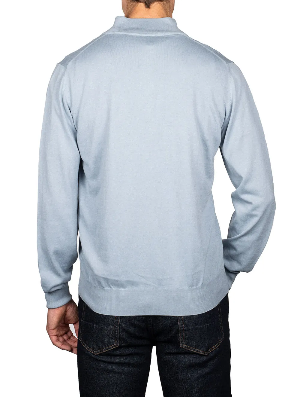 Half Zip High Neck Sweater Blue