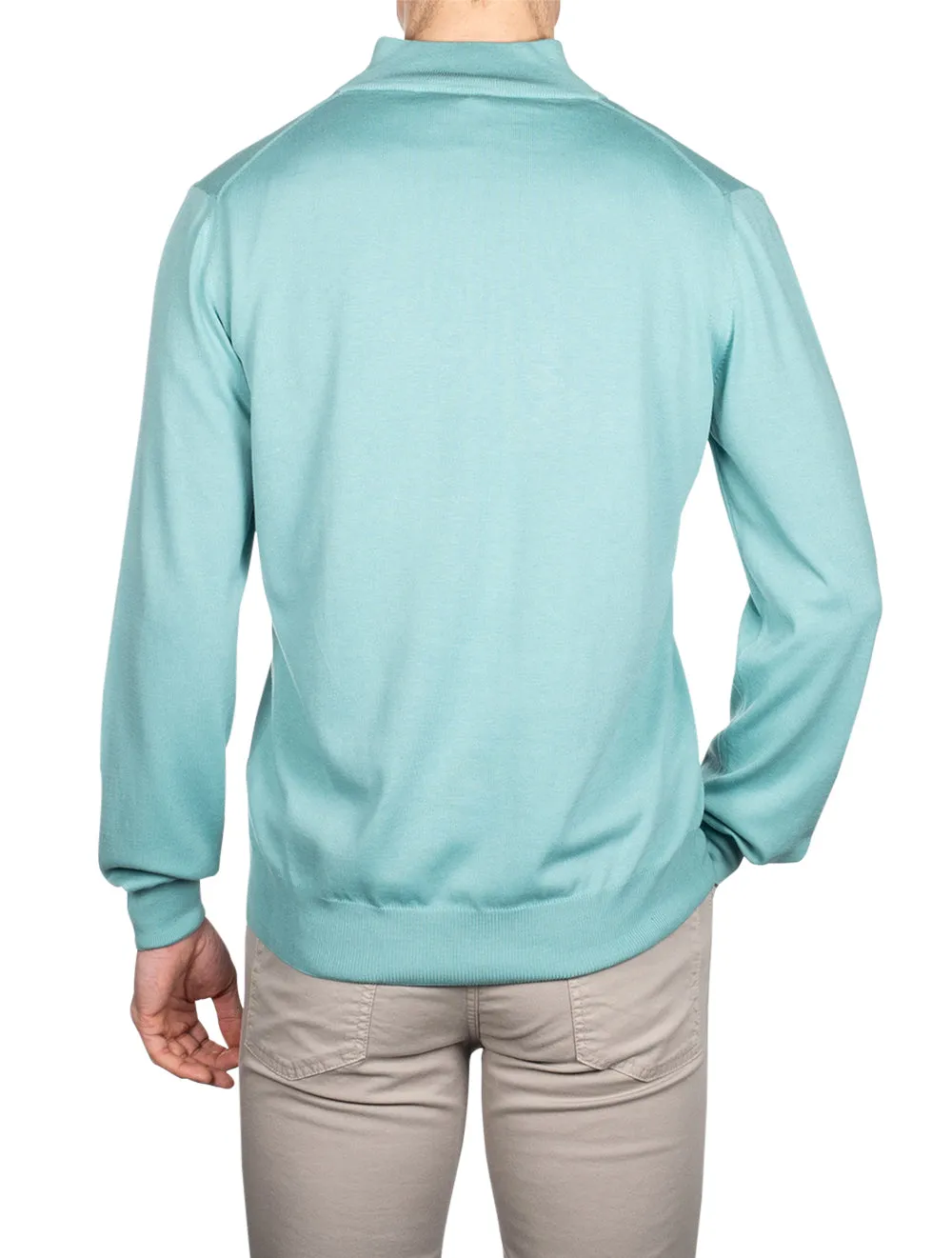 Half Zip High Neck Sweater Green