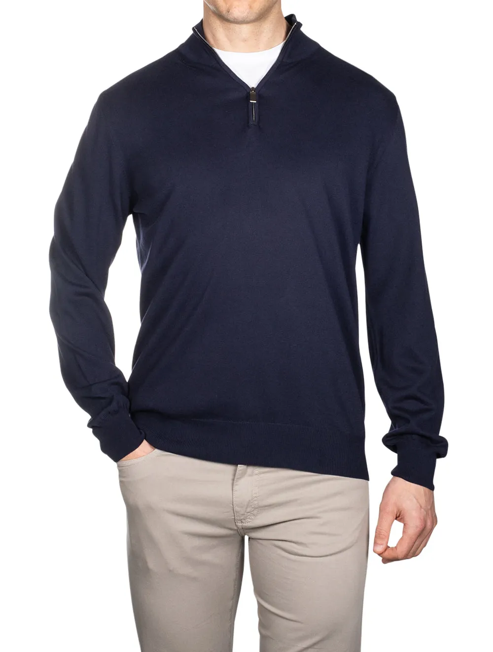 Half Zip High Neck Sweater Navy