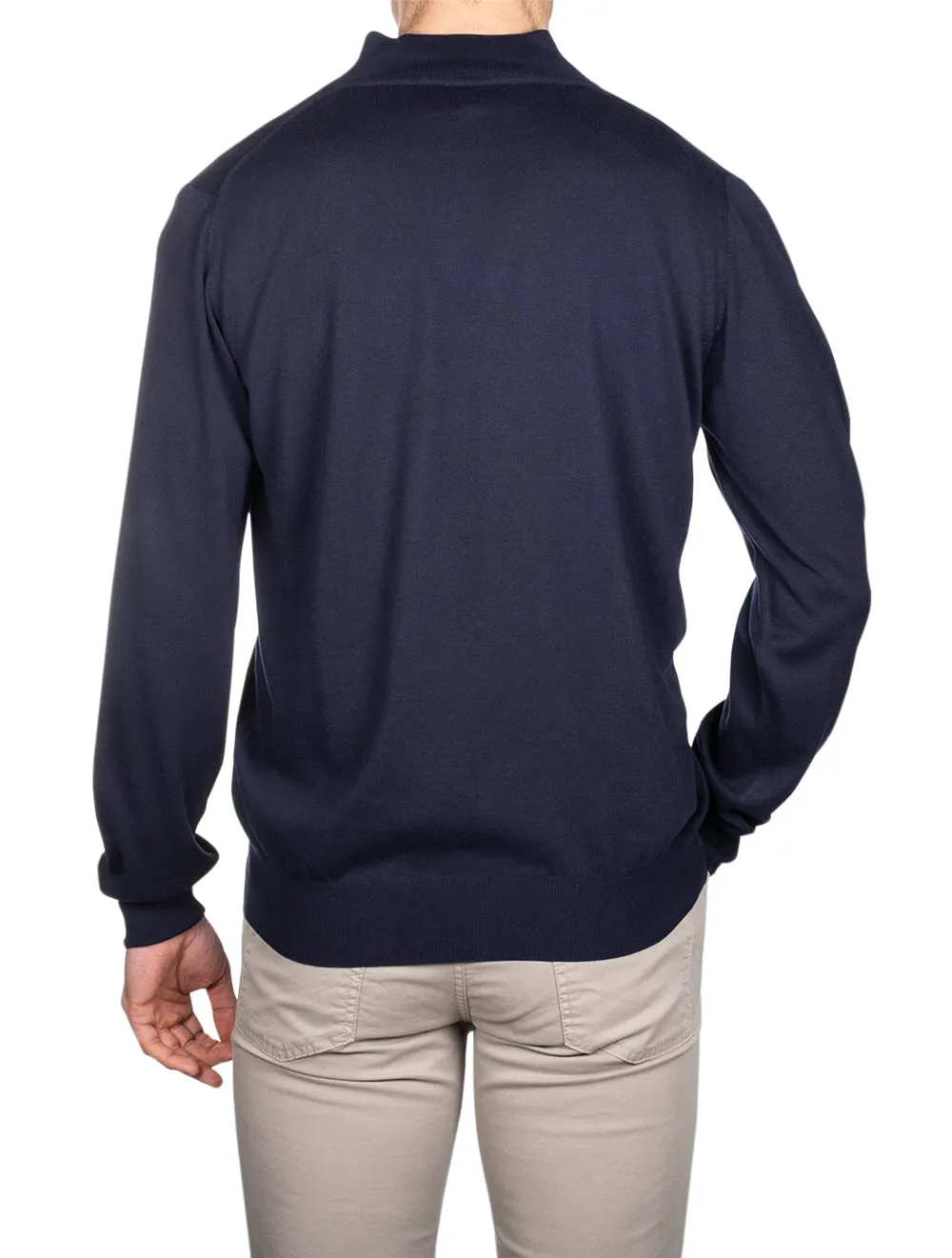 Half Zip High Neck Sweater Navy