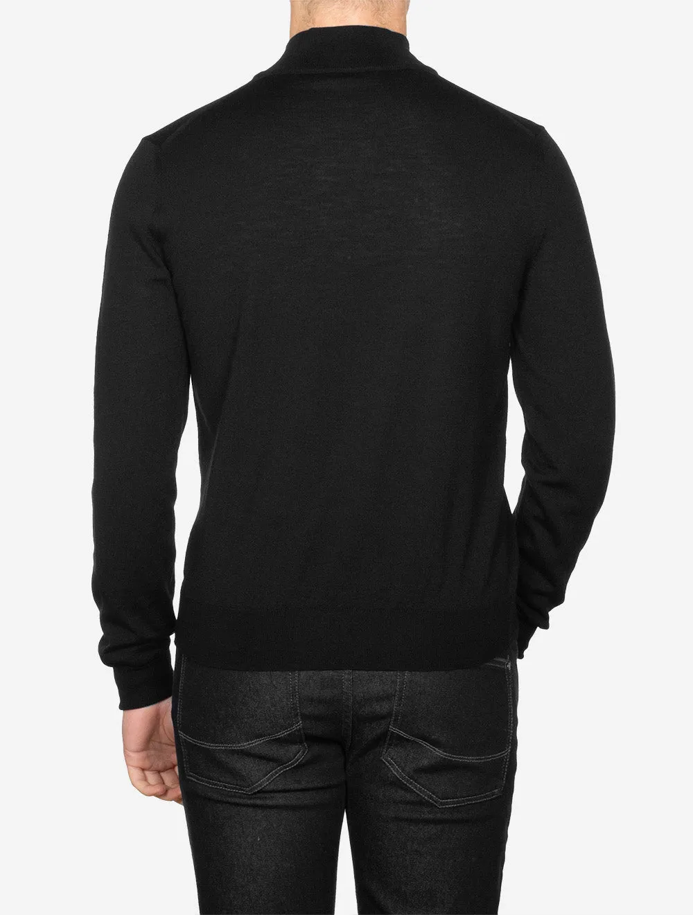 Half Zip Merino Wool Knitwear Black