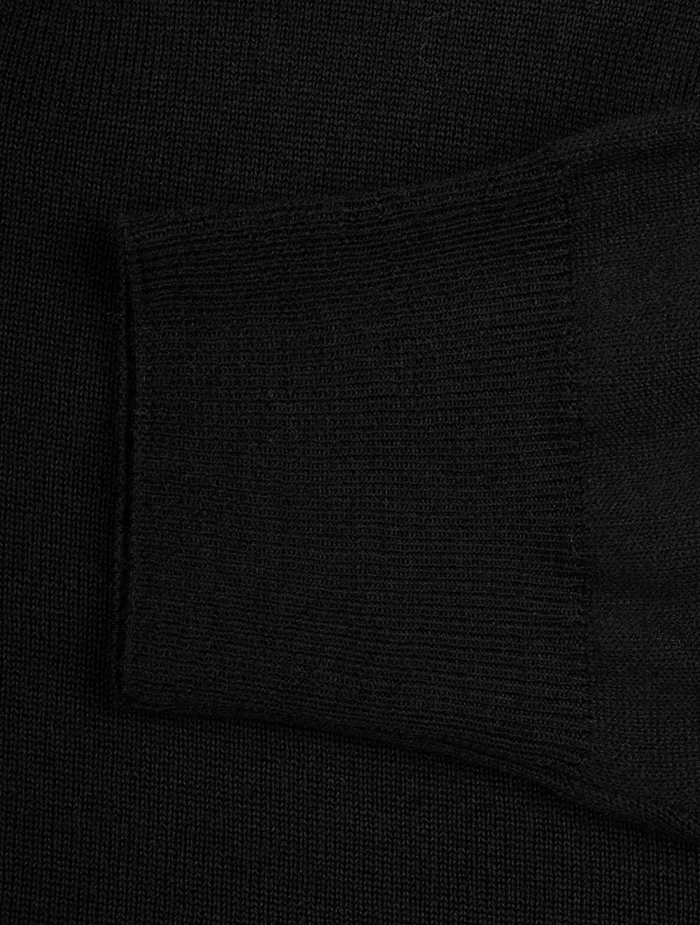 Half Zip Merino Wool Knitwear Black