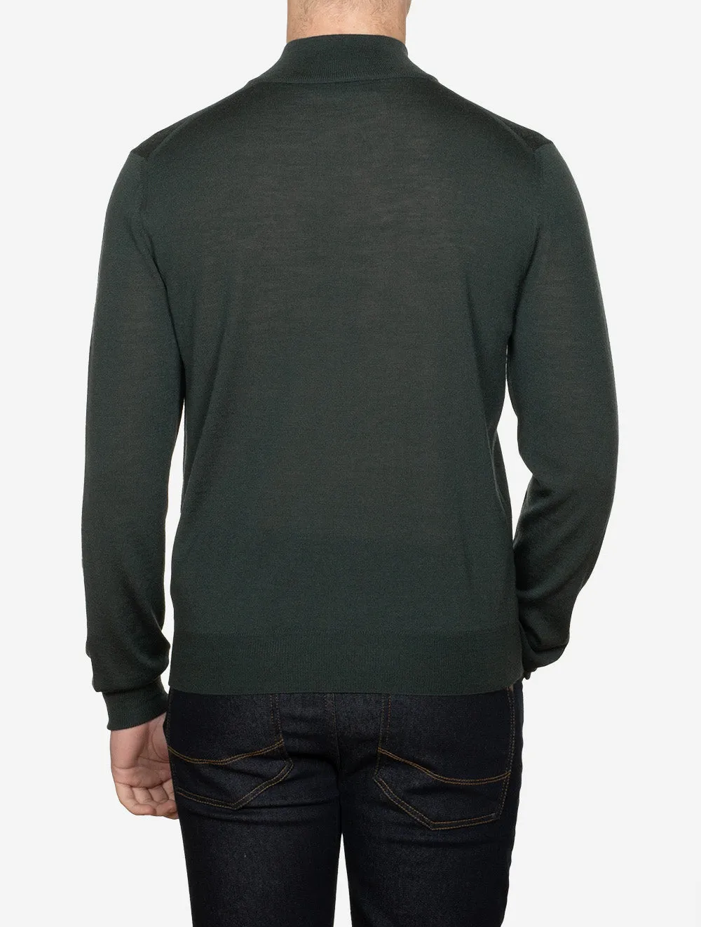 Half Zip Merino Wool Knitwear Green