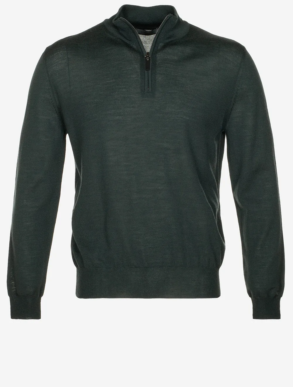 Half Zip Merino Wool Knitwear Green