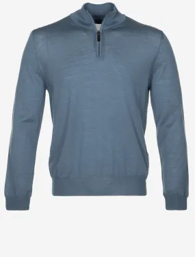 Half Zip Merino Wool Knitwear Muted Blue