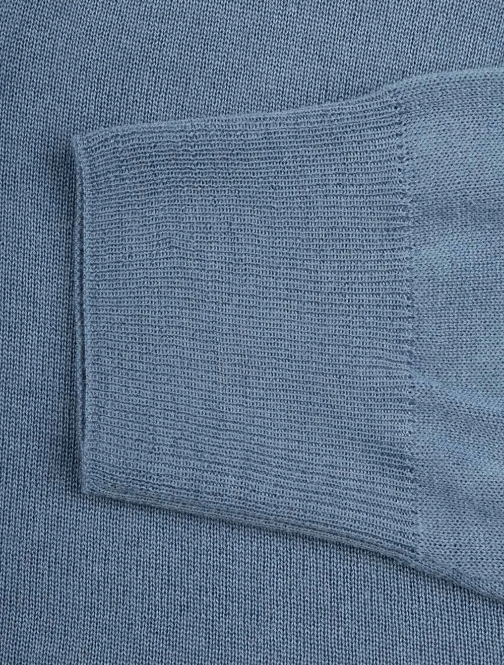 Half Zip Merino Wool Knitwear Muted Blue