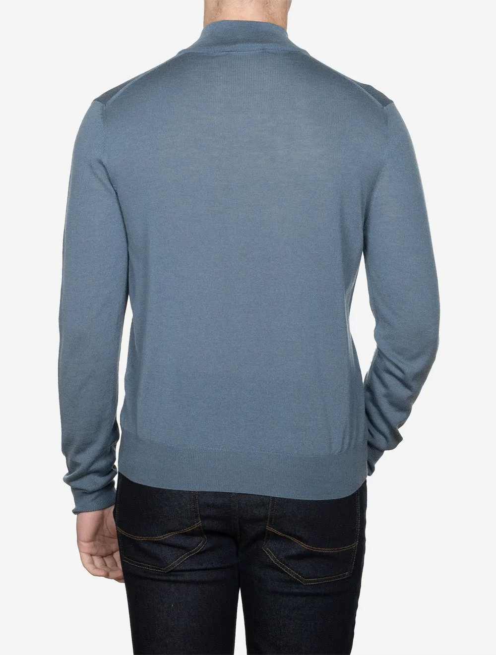 Half Zip Merino Wool Knitwear Muted Blue