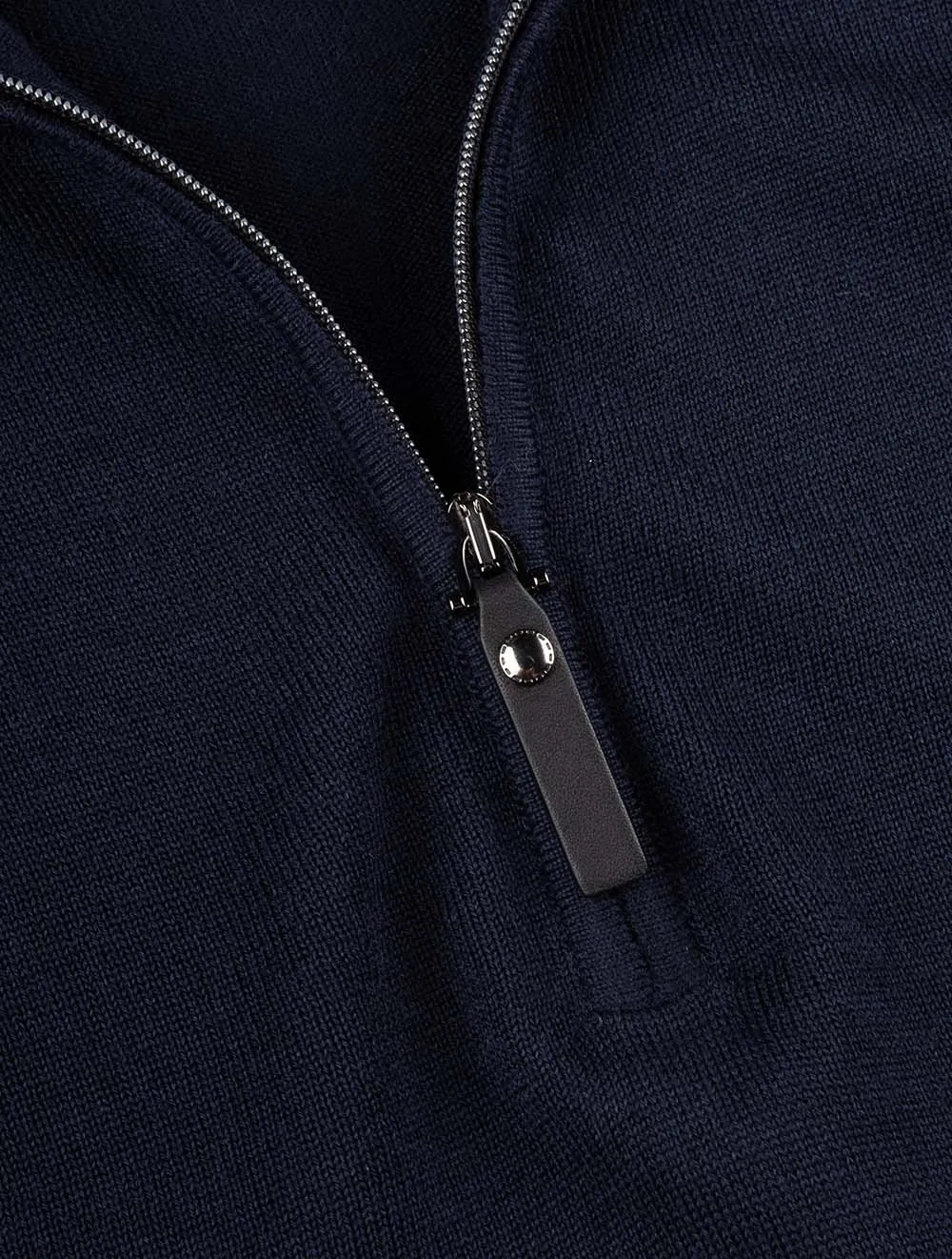 Half Zip Merino Wool Knitwear Navy