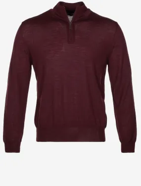 Half Zip Merino Wool Knitwear Wine