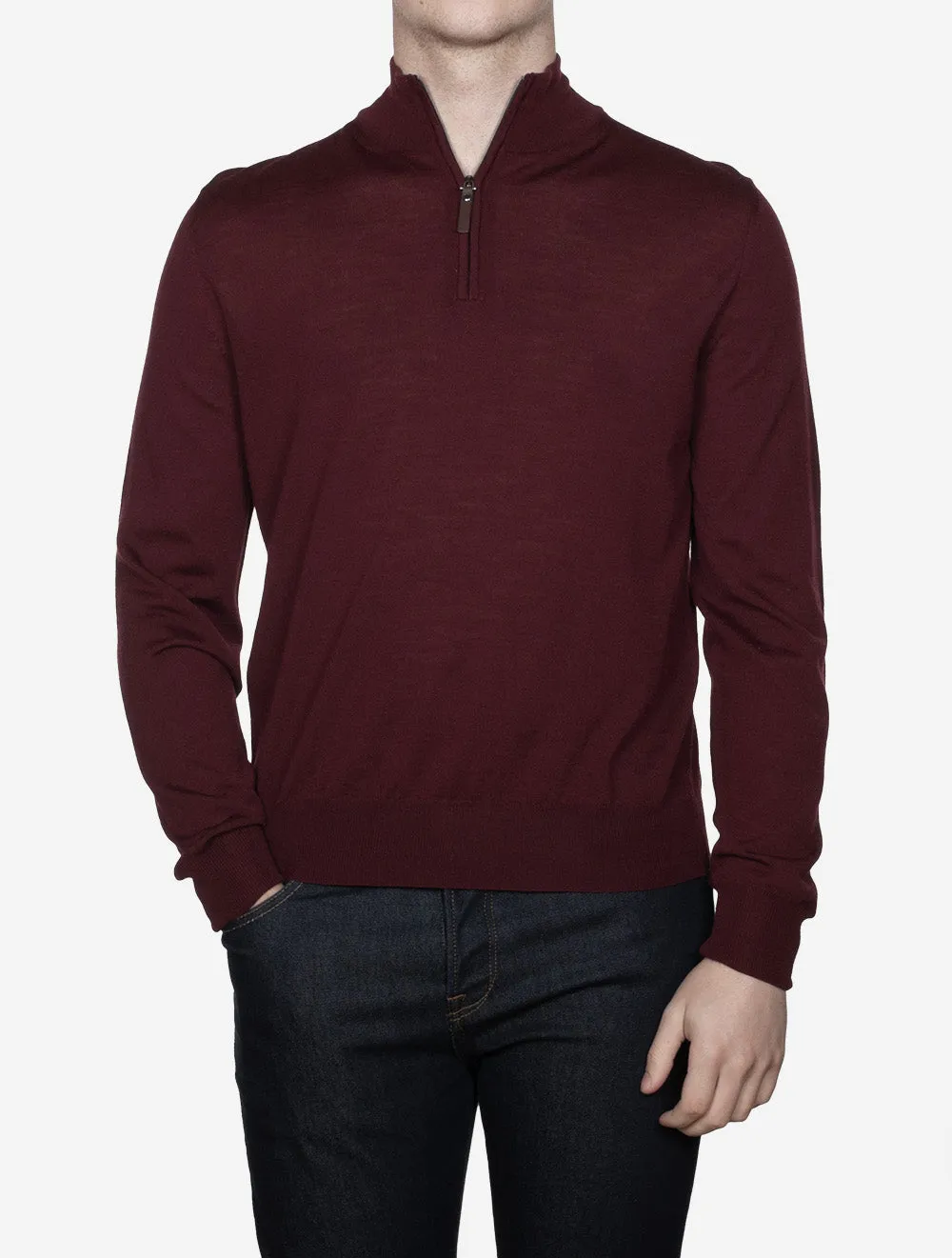 Half Zip Merino Wool Knitwear Wine