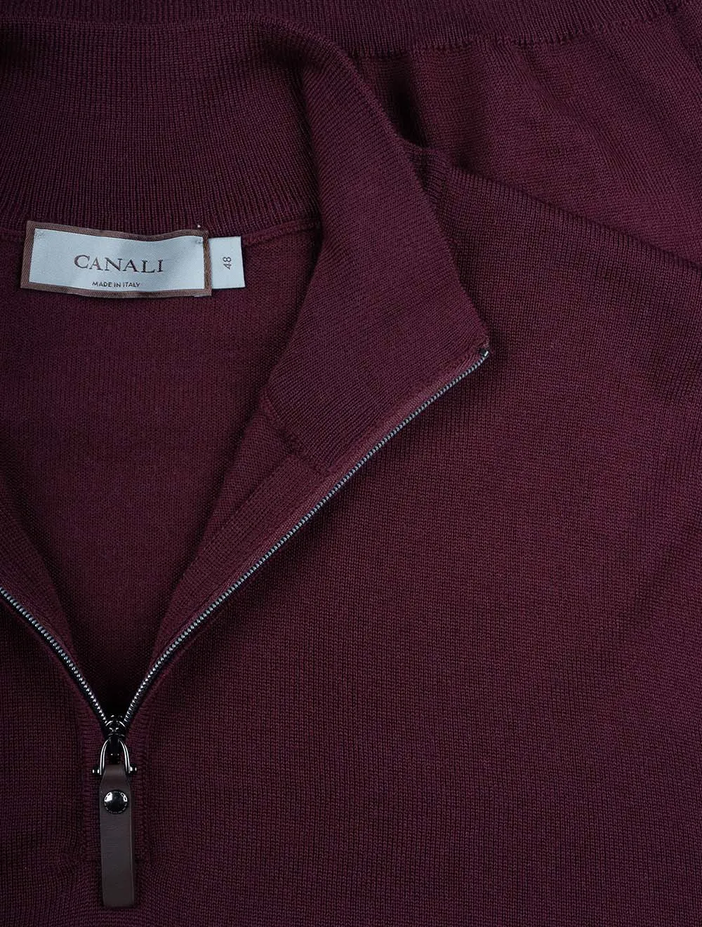 Half Zip Merino Wool Knitwear Wine