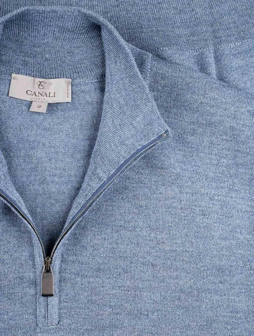 Half Zip Mock Neck Saxony Blue