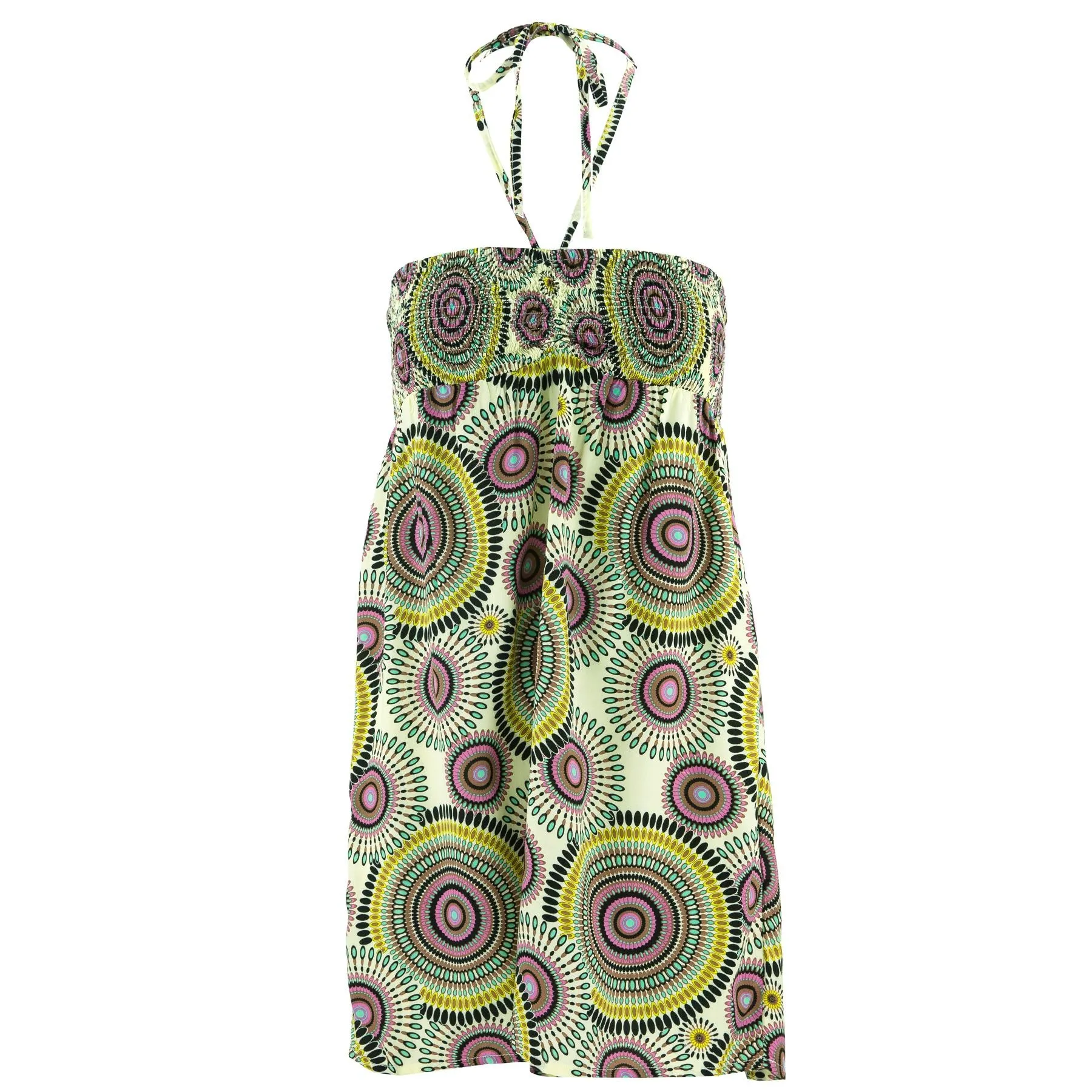 Halterneck Wrinkle Dress - Pink Kaleidoscope