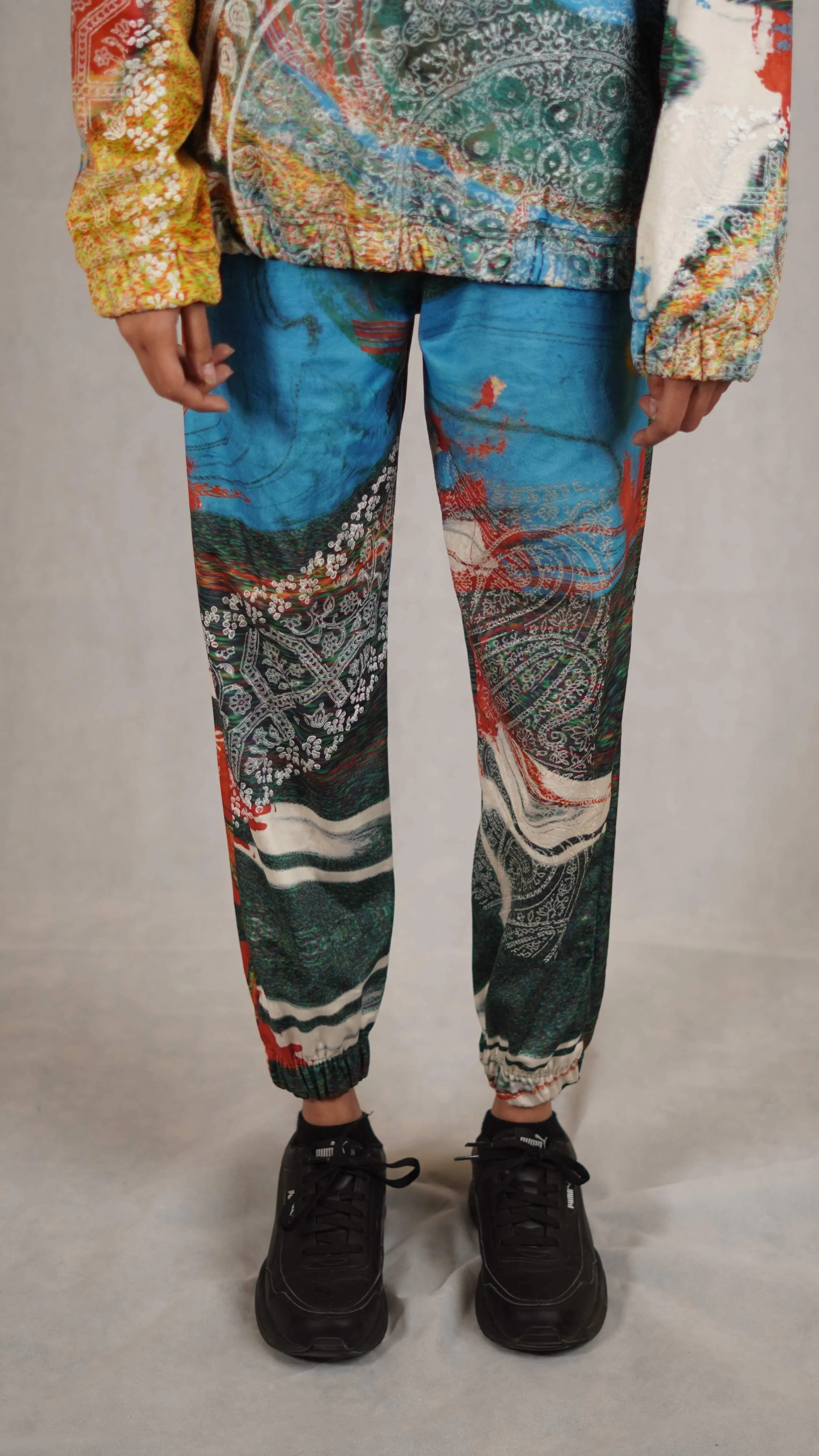 Hand Block Printed "RAVE" Velvet Sweatpants