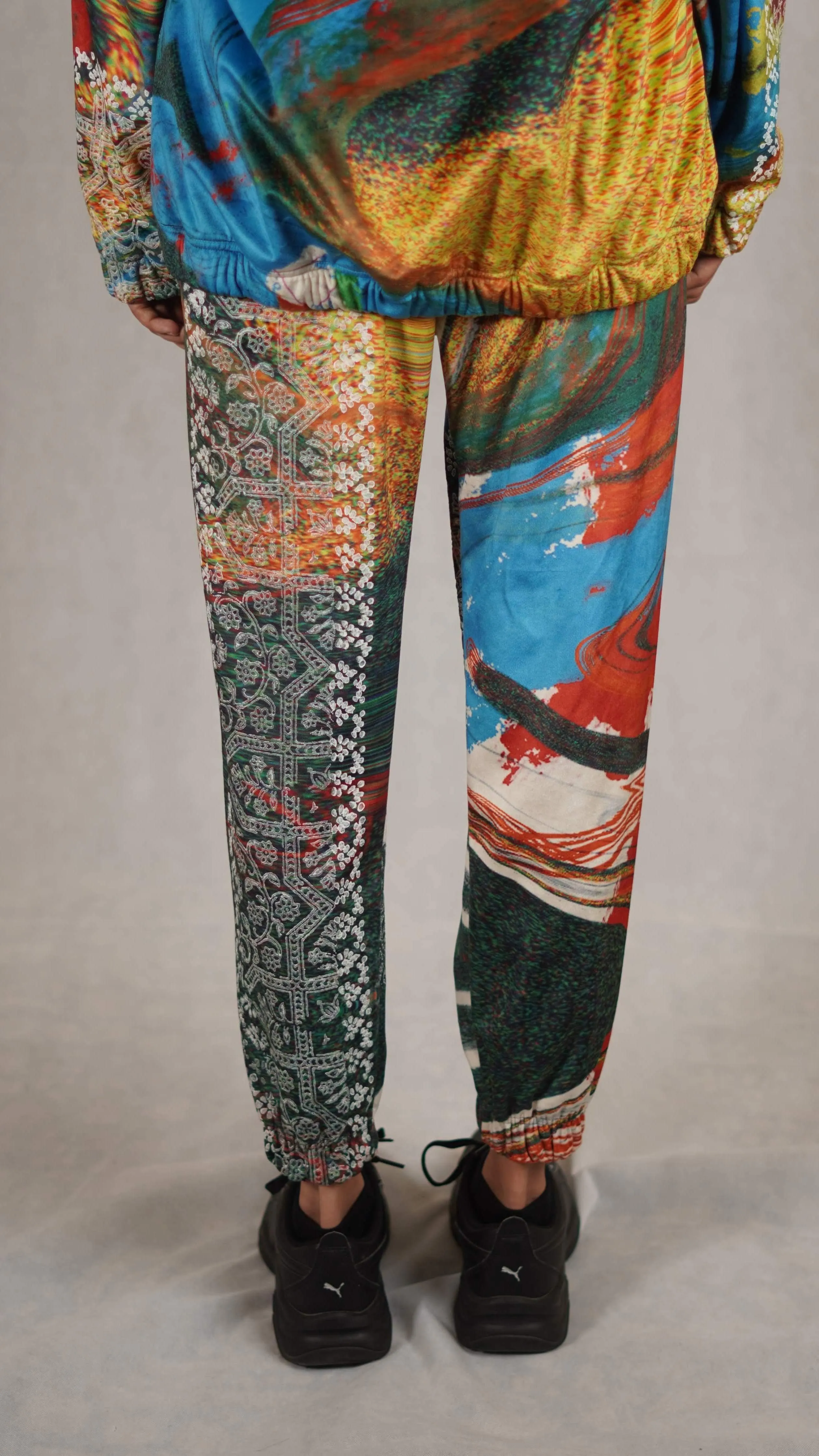 Hand Block Printed "RAVE" Velvet Sweatpants