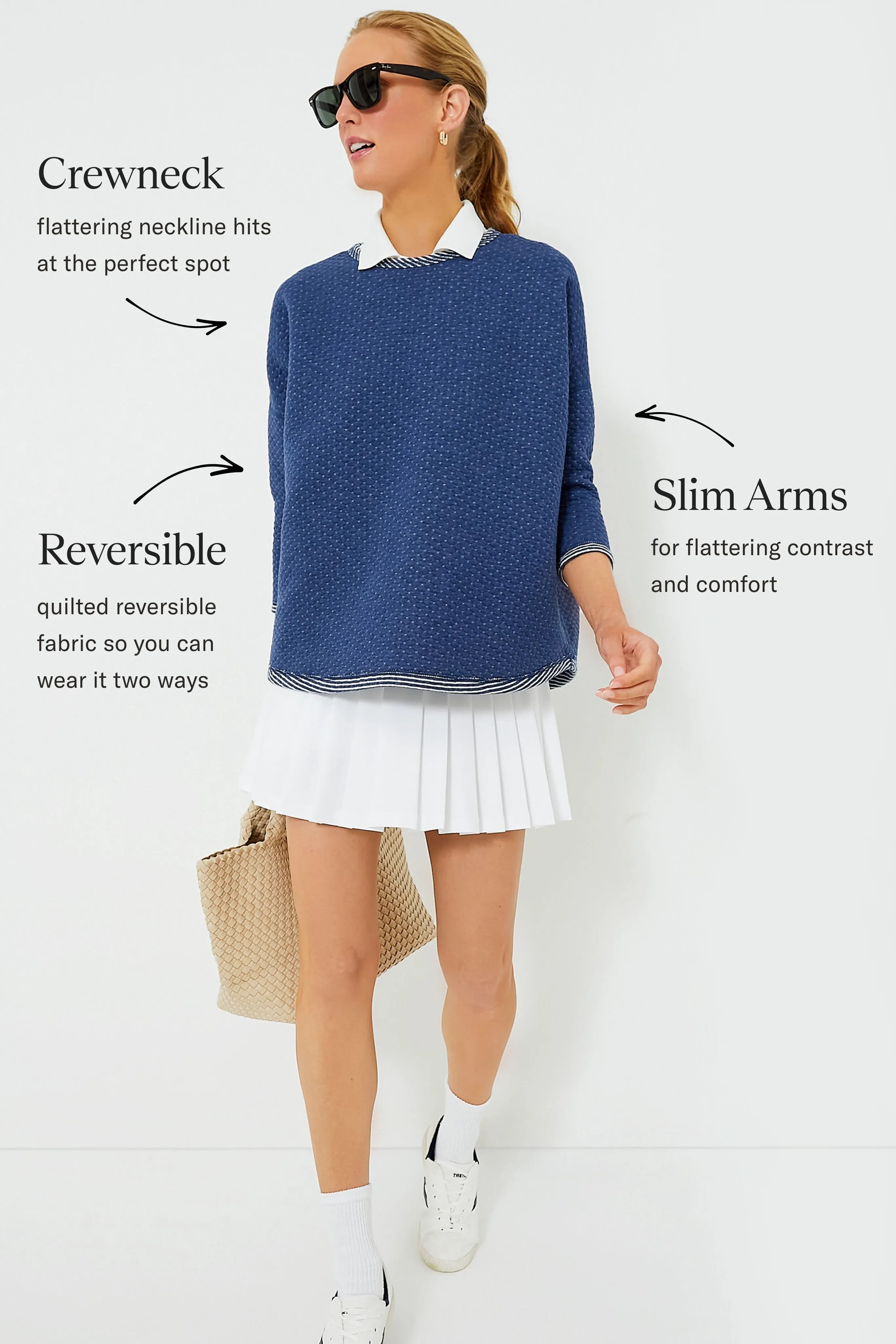 Heathered Navy Reversible Ally Swing Sweatshirt